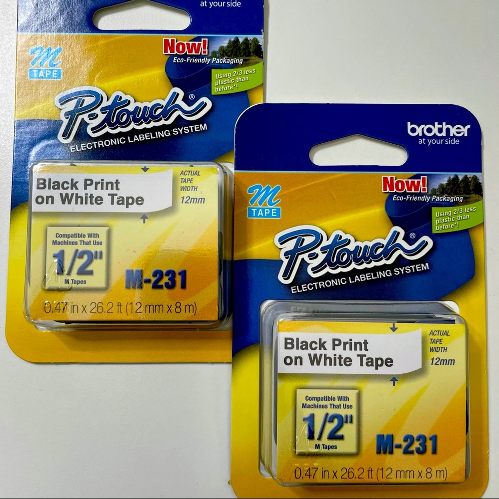 NWT - Brother P-touch 1/2" Tape - Set of 2